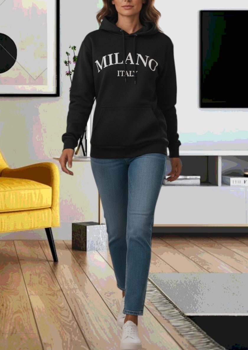 Black Milano Hoody Fleece Top - StylePhase SA