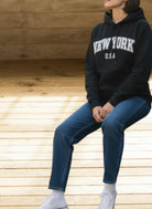 Black New York Fleece Hoody Top - StylePhase SA