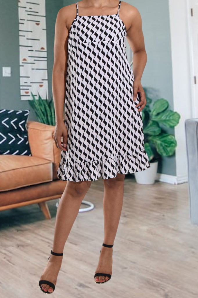 Black Pattern Ruffle Dress - StylePhase SA