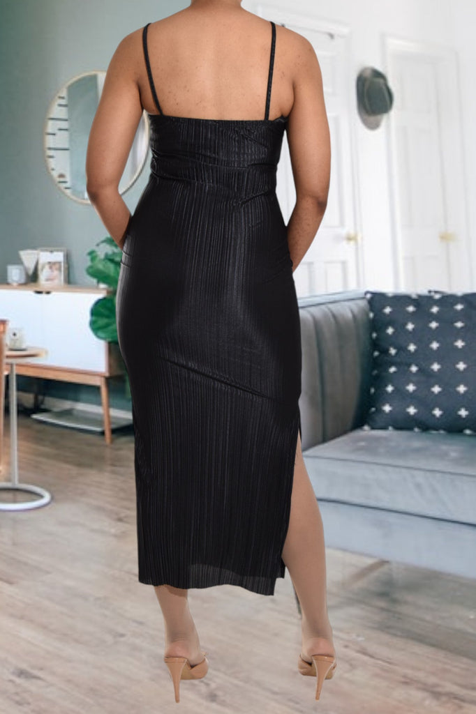 Black Plisse Strappy Dress - StylePhase SA