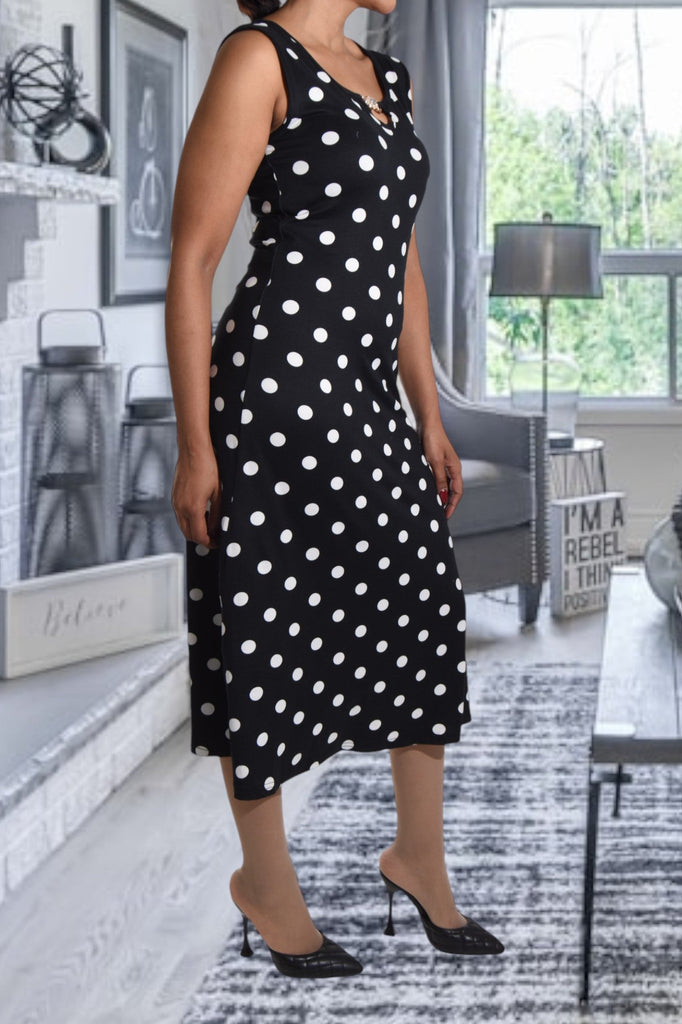 Black Polka Dot Crew Neck Dress - StylePhase SA