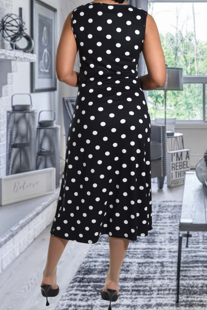 Black Polka Dot Crew Neck Dress - StylePhase SA