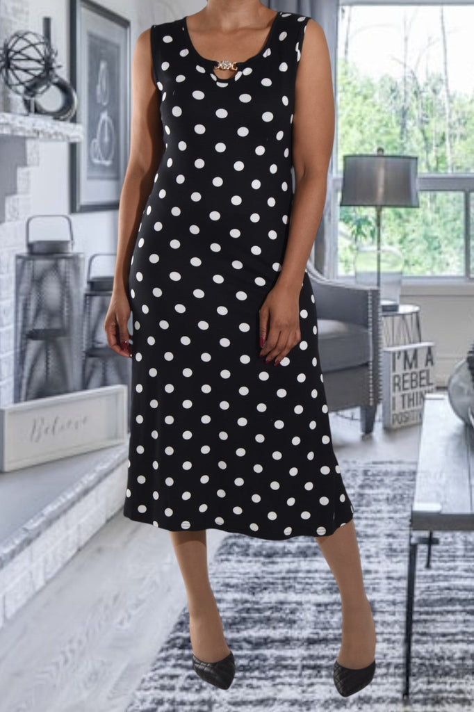 Black Polka Dot Crew Neck Dress - StylePhase SA