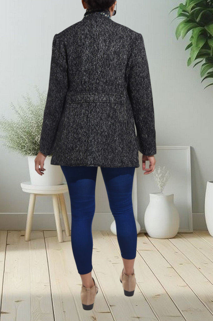 Black Polo Neck Blazer Coat - StylePhase SA