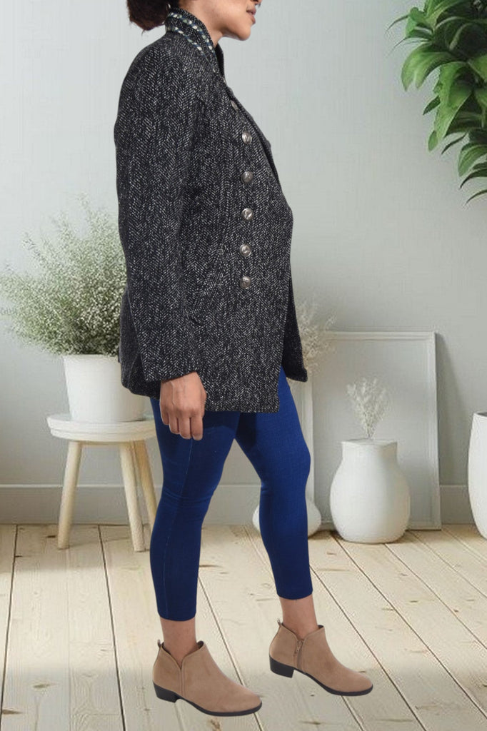 Black Polo Neck Blazer Coat - StylePhase SA
