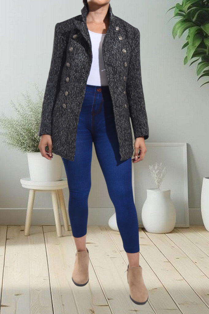 Black Polo Neck Blazer Coat - StylePhase SA