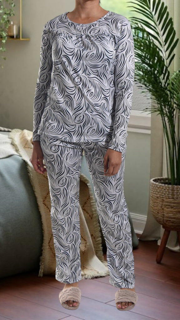 Black Printed Long Pocket Pj Set - StylePhase SA