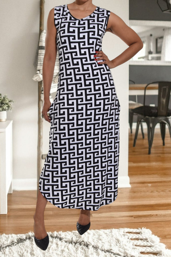 Black Printed Pocket Dress - StylePhase SA