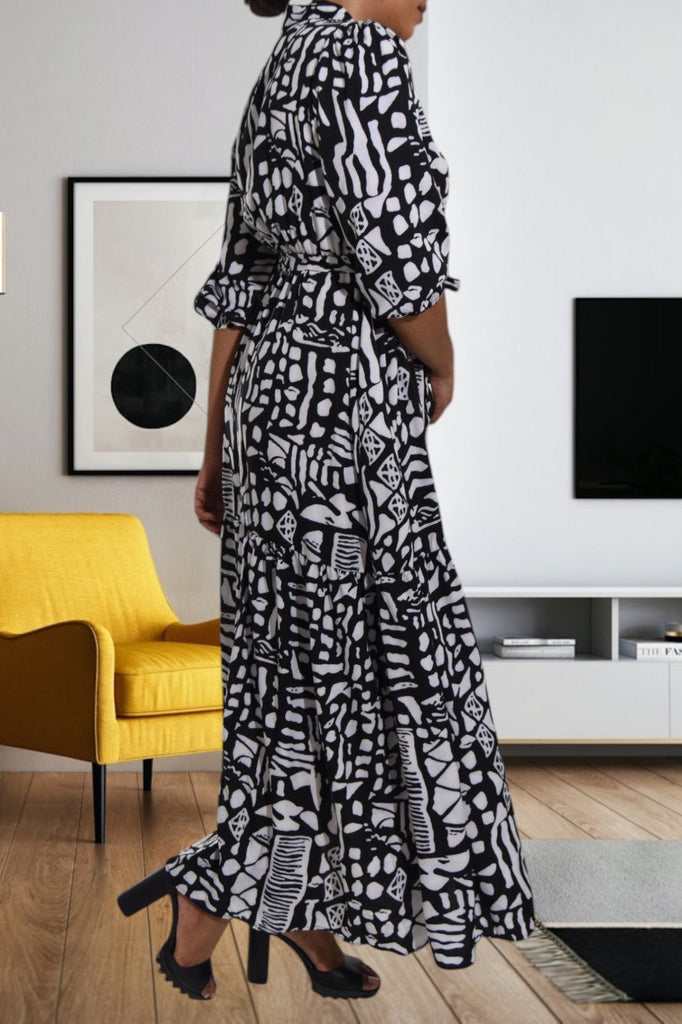 Black Printed Pocket Maxi Dress - StylePhase SA