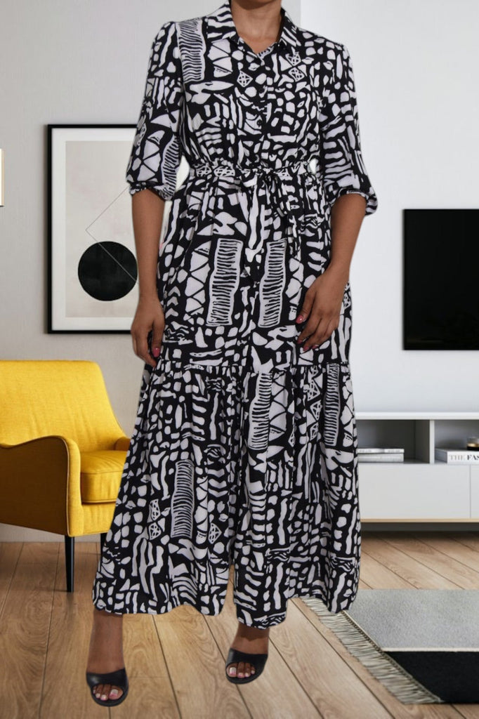 Black Printed Pocket Maxi Dress - StylePhase SA