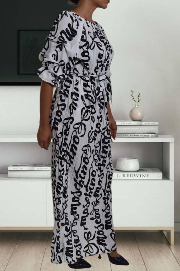 Black Printed Puff Sleeve Pocket Maxi Dress - StylePhase SA