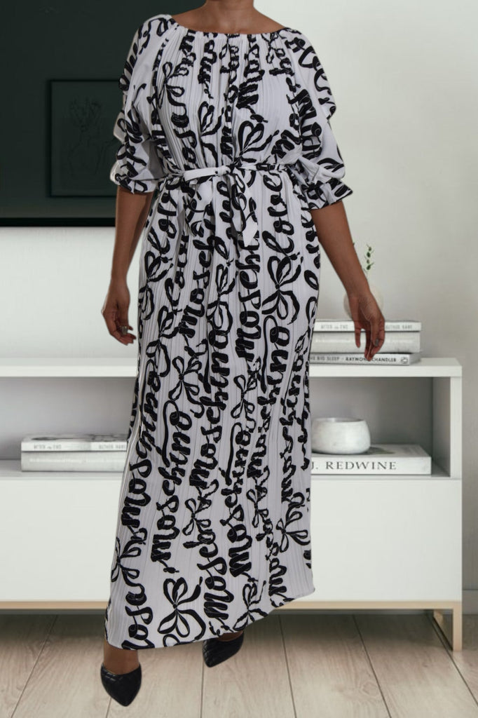 Black Printed Puff Sleeve Pocket Maxi Dress - StylePhase SA