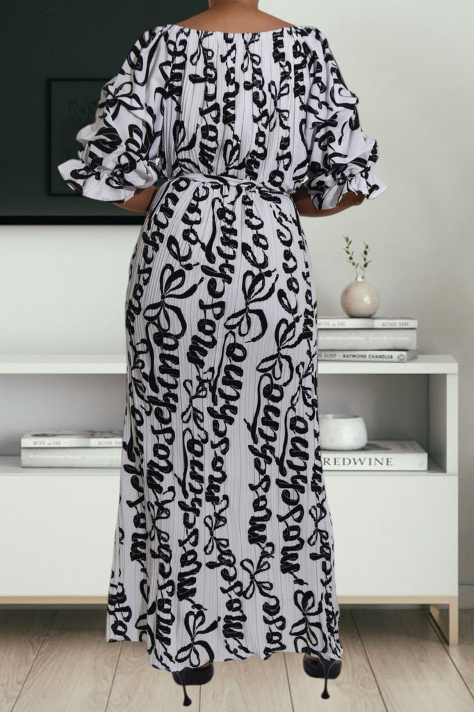 Black Printed Puff Sleeve Pocket Maxi Dress - StylePhase SA