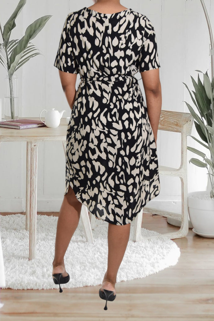 Black Printed Tunic Tie Dress - StylePhase SA