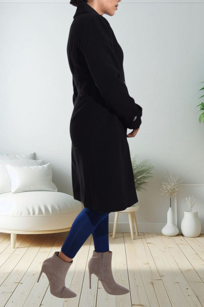 Black Ruffle Melton Coat - StylePhase SA