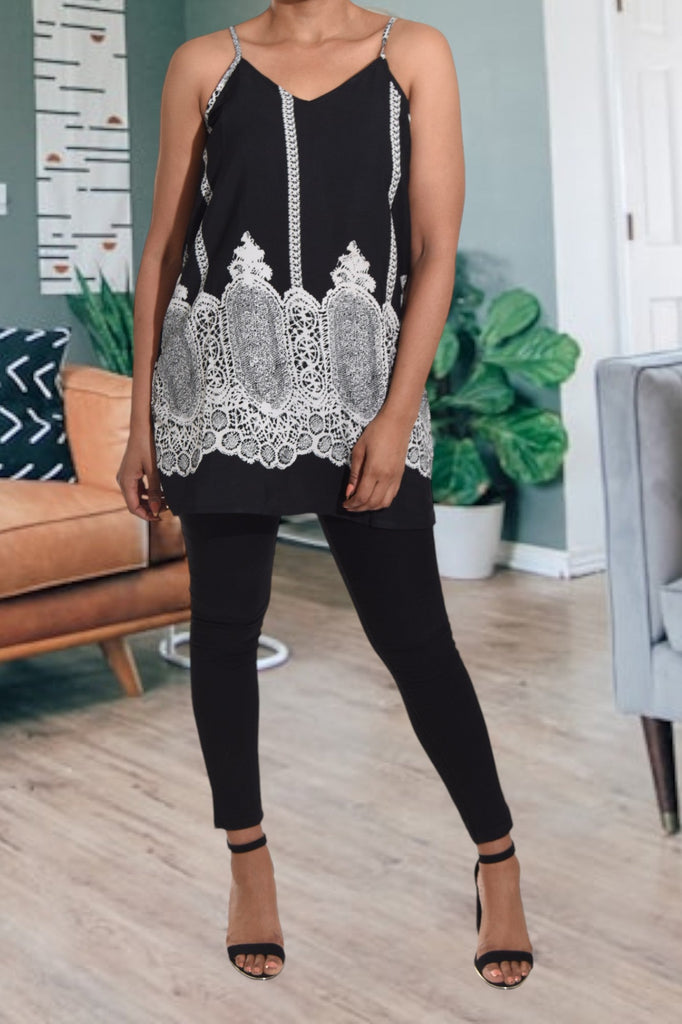 Black Sleeveless Printed Top - StylePhase SA