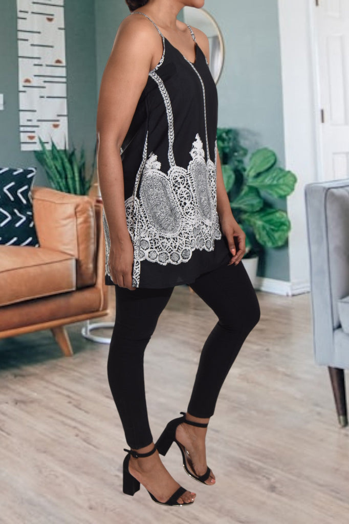 Black Sleeveless Printed Top - StylePhase SA