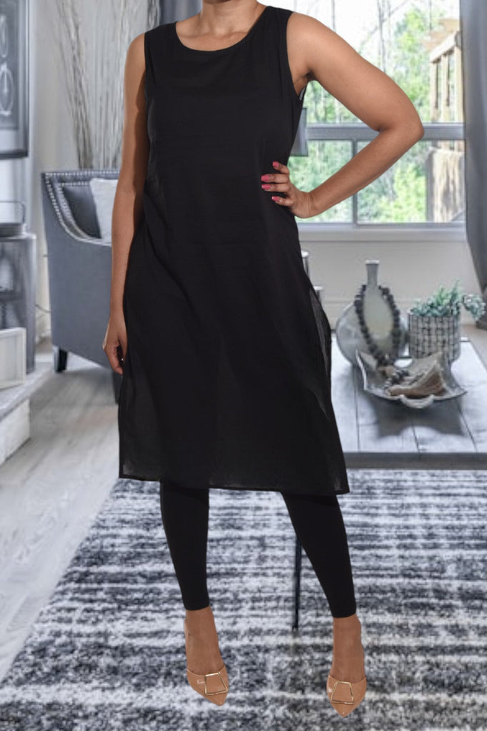 Black Sleeveless Slit Dress - StylePhase SA