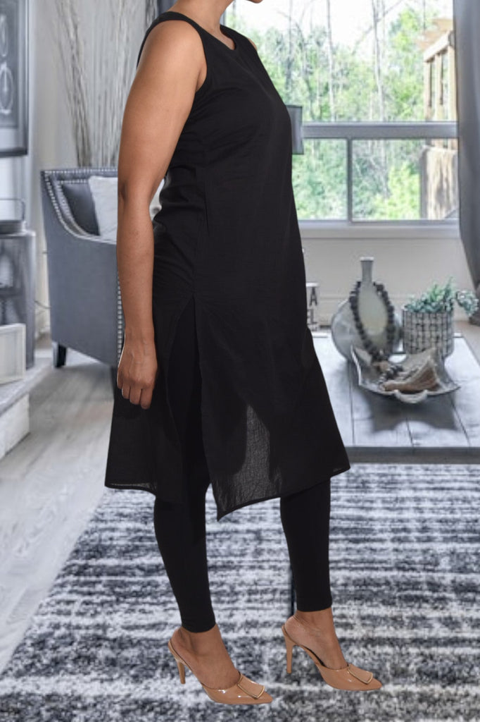 Black Sleeveless Slit Dress - StylePhase SA