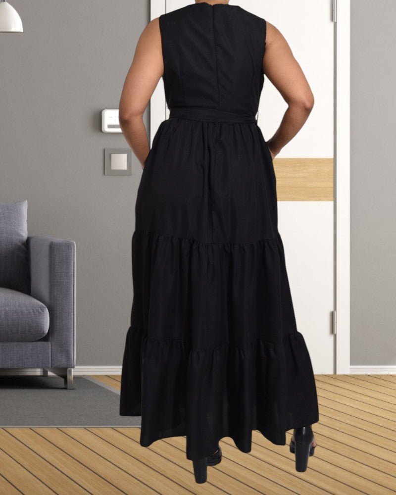 Black Sleeveless Tiered Maxi Dress - StylePhase SA