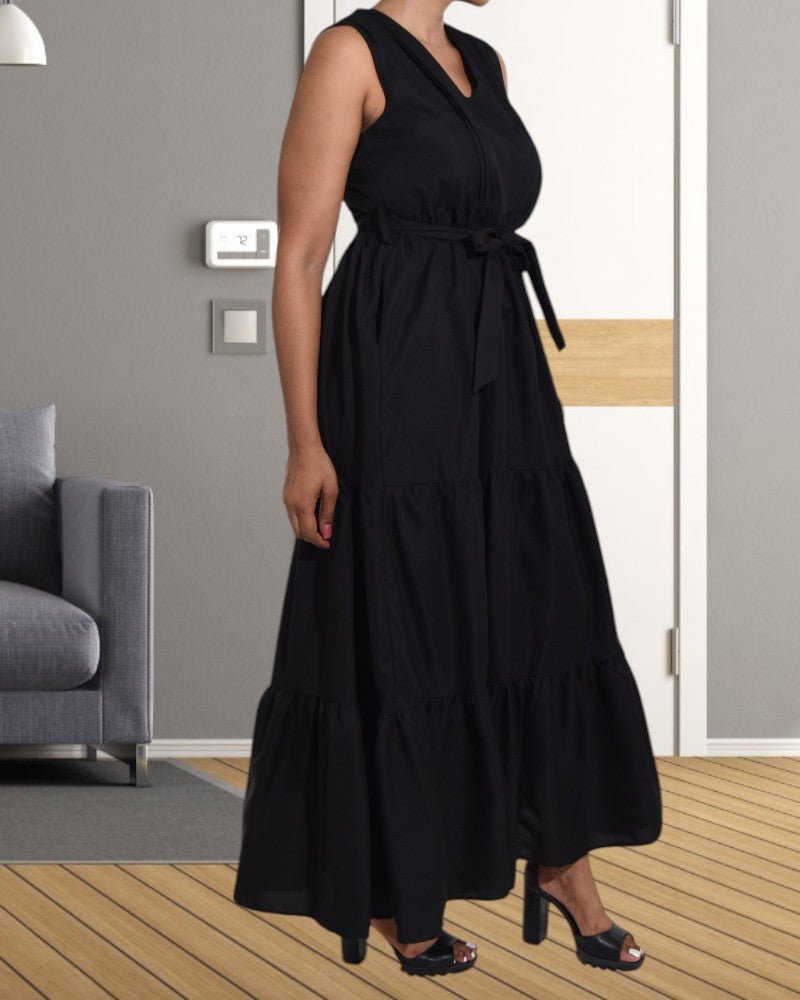 Black Sleeveless Tiered Maxi Dress - StylePhase SA