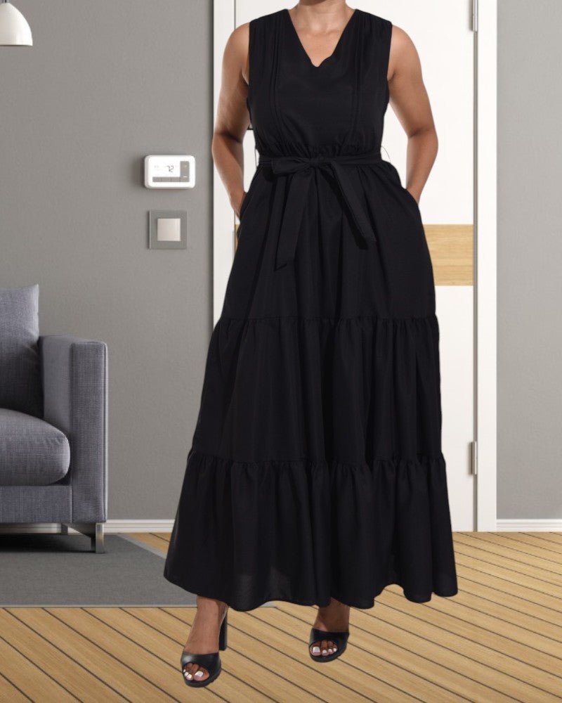 Black Sleeveless Tiered Maxi Dress - StylePhase SA