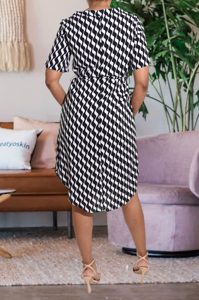 Black Swirl Print Tunic Tie Dress - StylePhase SA