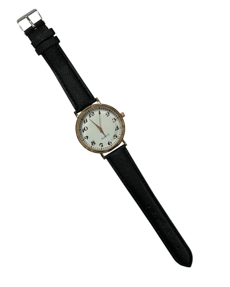 Black Textured PU Strap Watch - StylePhase SA