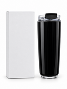 Black travel bottle with clear flip-top lid and gift box