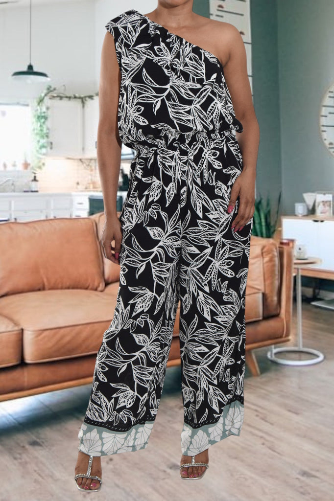 Black Vcay Floral Print Jumpsuit - StylePhase SA