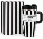 Black and white 420ml tumbler features infographic