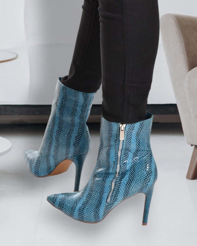 Blaine Blue Heeled Boots - StylePhase SA