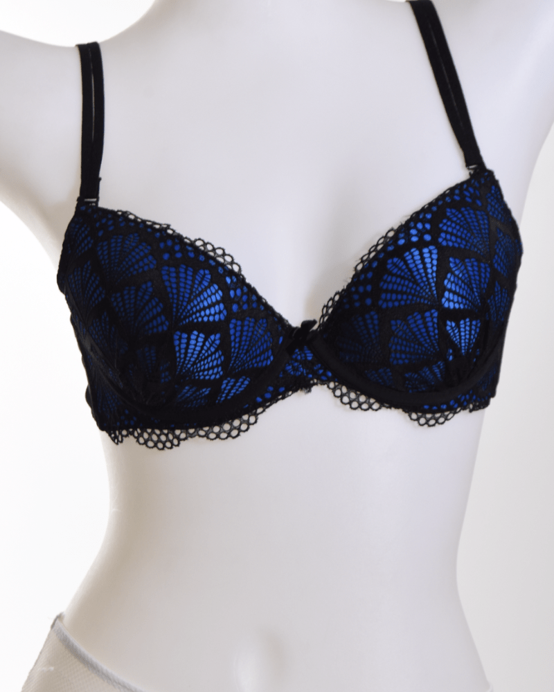 Blue And Black Under Wire Bra - StylePhase SA