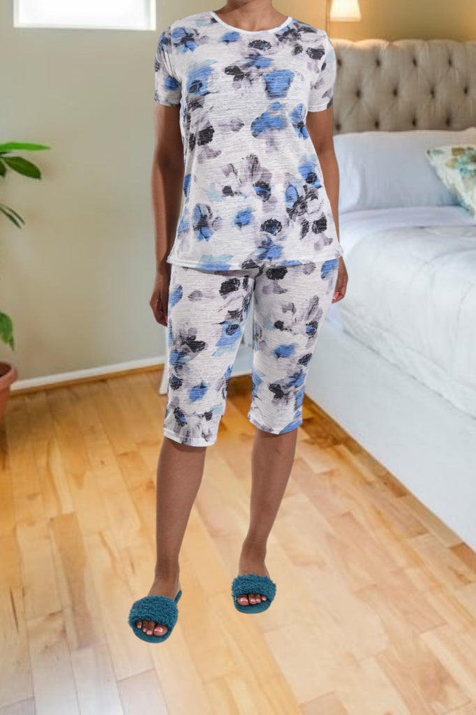 Blue And Grey 3/4 Pyjama Set - StylePhase SA