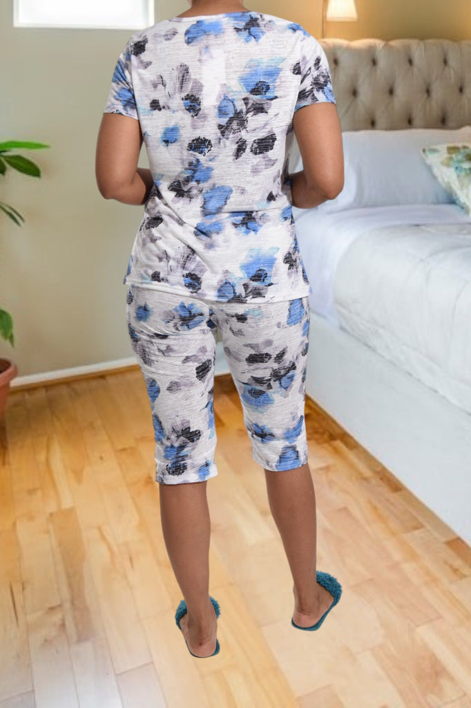 Blue And Grey 3/4 Pyjama Set - StylePhase SA