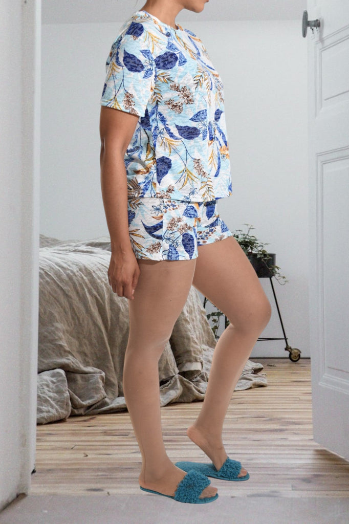 Blue And Navy Floral Shorty Pj Set - StylePhase SA