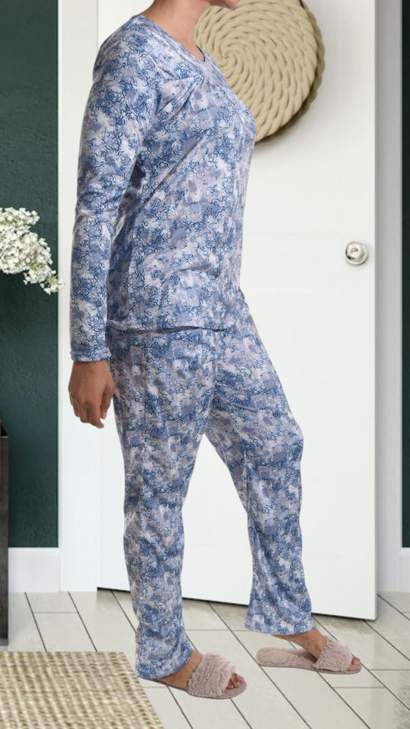 Blue And White Long Pocket Pj Set - StylePhase SA