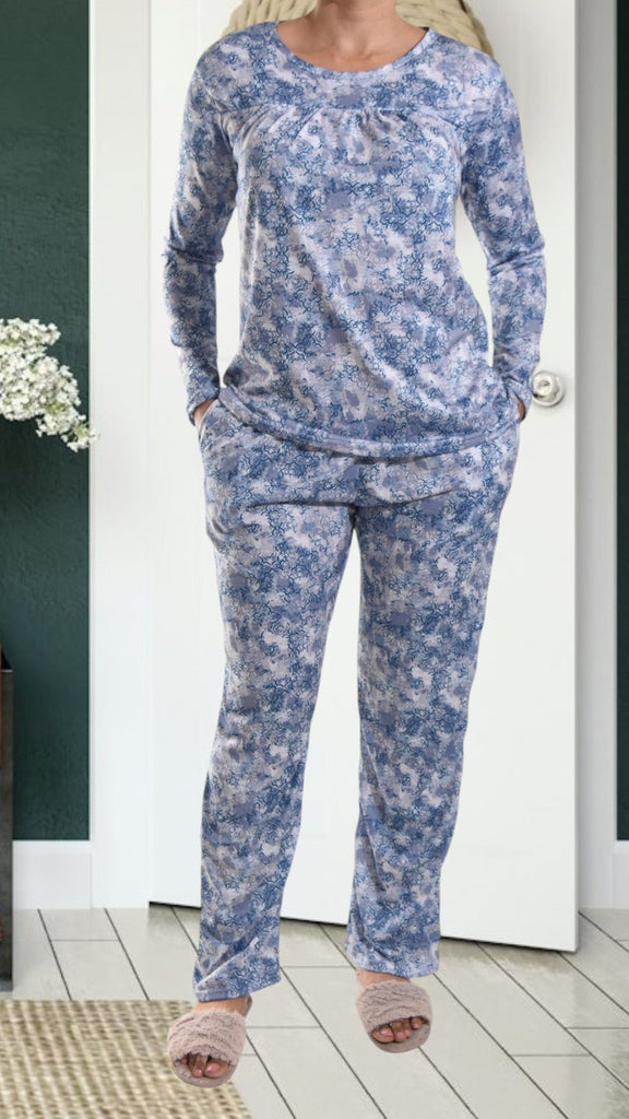 Blue And White Long Pocket Pj Set - StylePhase SA