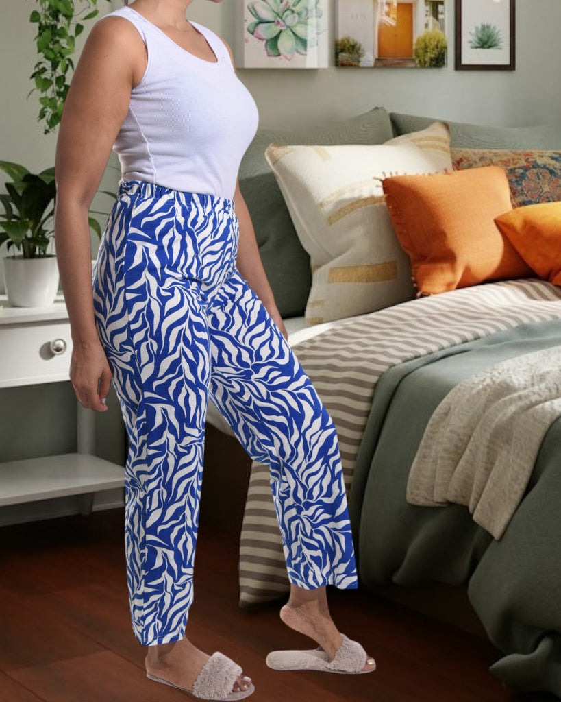 Blue And White Long Sleep Pants - StylePhase SA
