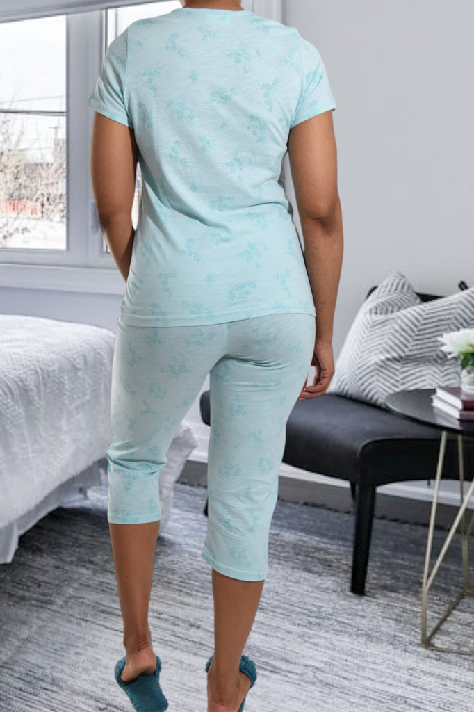 Blue Cotton 3/4 Pj Set - StylePhase SA