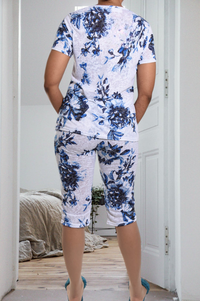 Blue Floral 3/4 Pyjama Set - StylePhase SA