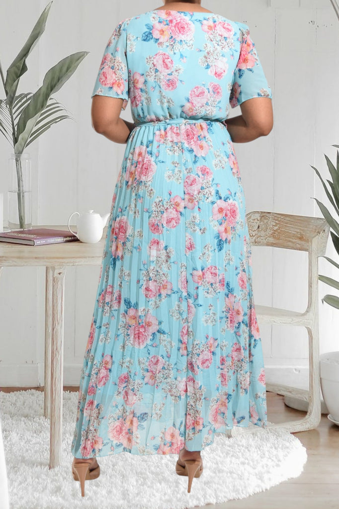 Blue Floral Chiffon Dress - StylePhase SA