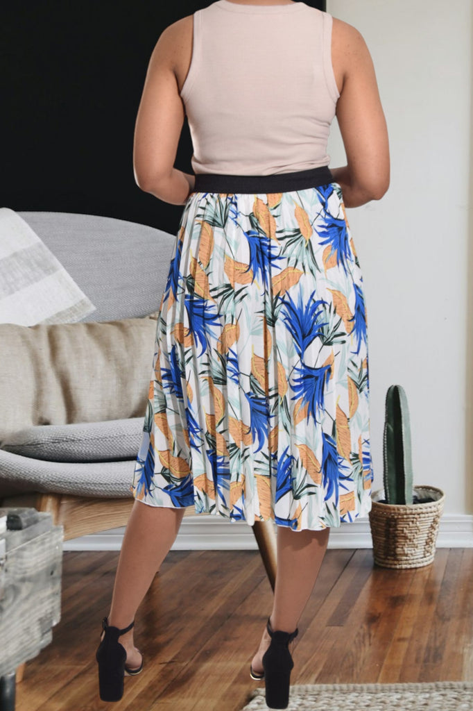 Blue Floral Pleated Skirt - StylePhase SA