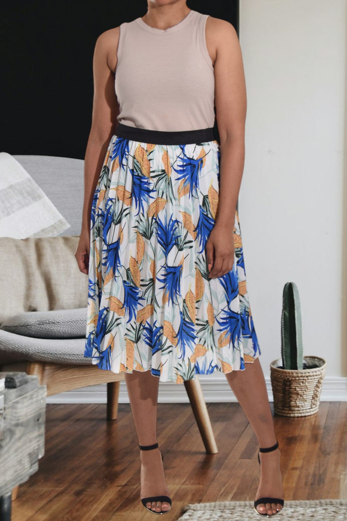 Blue Floral Pleated Skirt - StylePhase SA