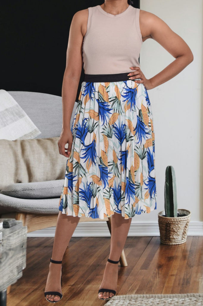 Blue Floral Pleated Skirt - StylePhase SA