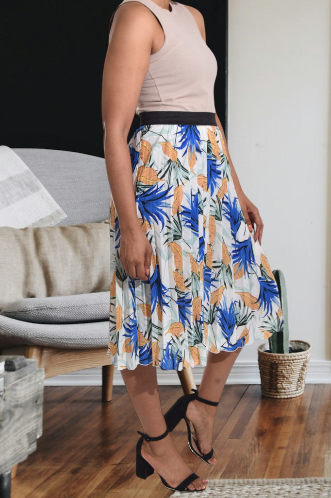 Blue Floral Pleated Skirt - StylePhase SA