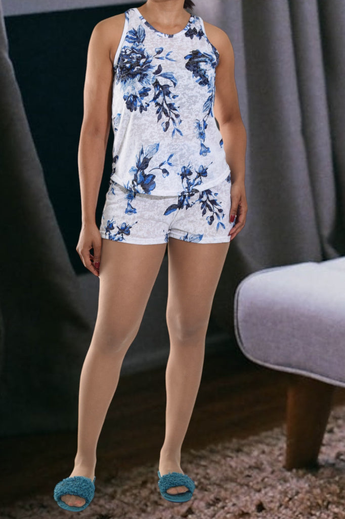 Blue Floral Sleeveless Pj Set - StylePhase SA