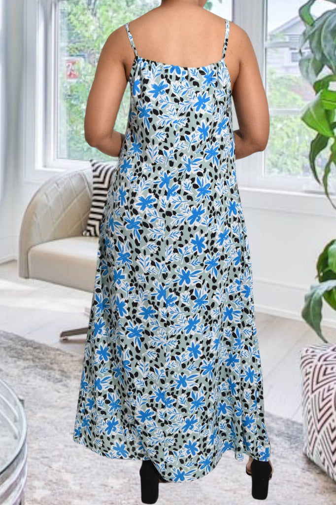 Blue Floral Strappy Maxi Dress - StylePhase SA