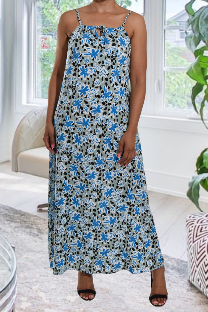 Blue Floral Strappy Maxi Dress - StylePhase SA