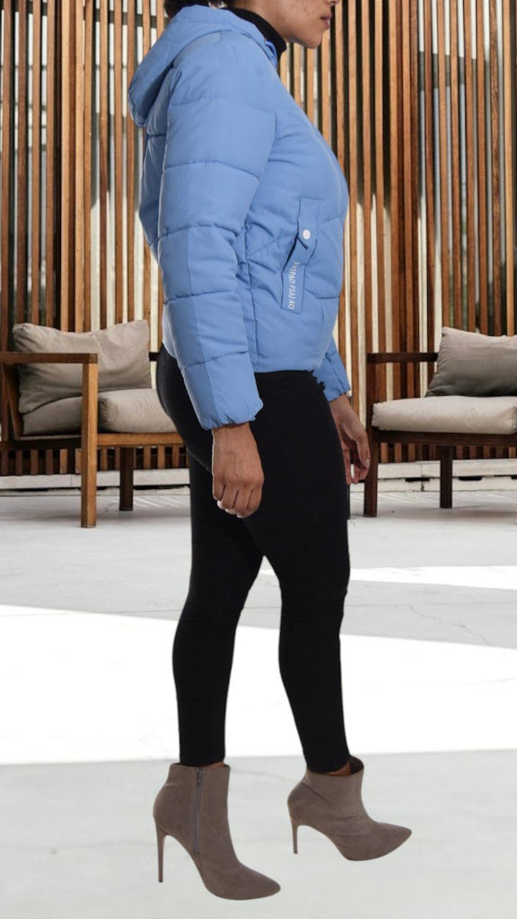 Blue Hooded Puffer Jacket - StylePhase SA